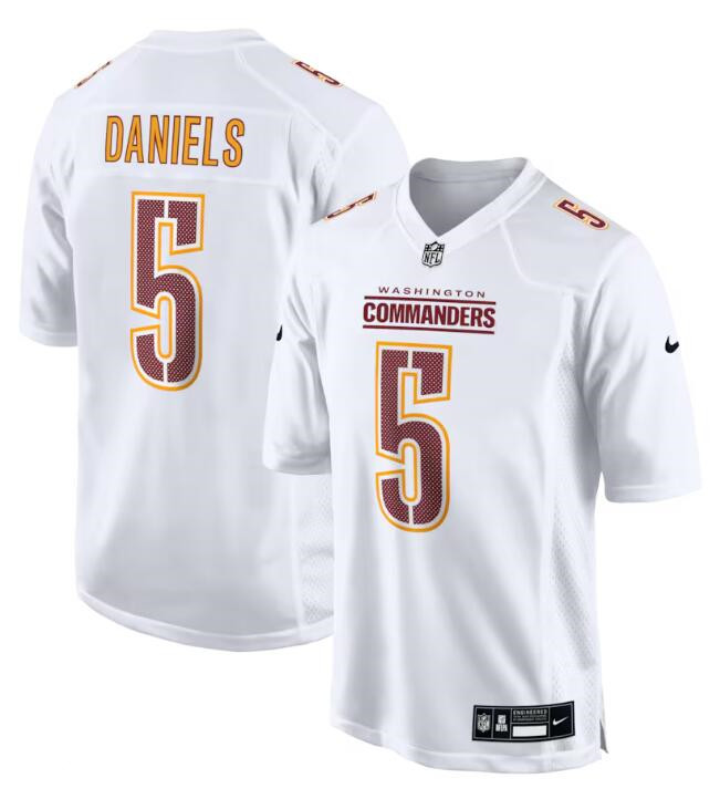 Toddlers Washington Commanders #5 Jayden Daniels White Fashion Football Stitched Game Jersey